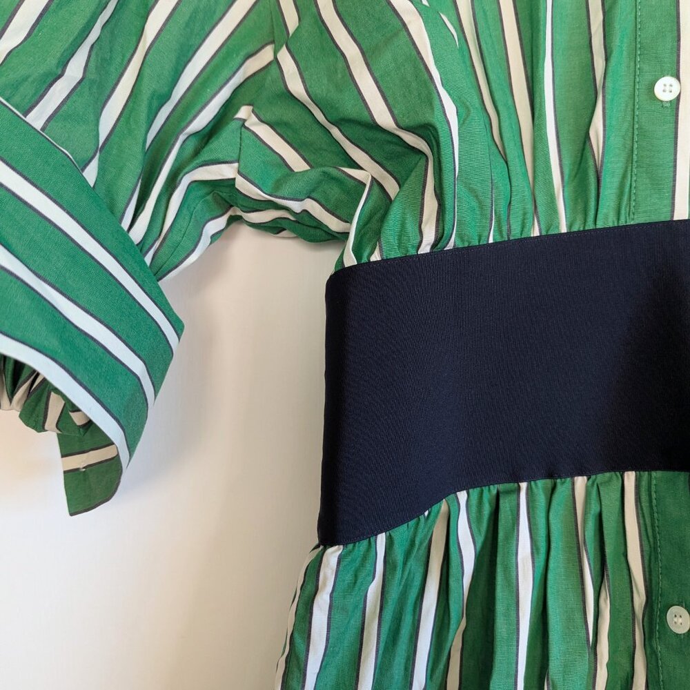 STAUD Michelle Striped Shirt Mini Dress Seaweed Green Size M NWT Chic Versatile - Picture 11 of 16